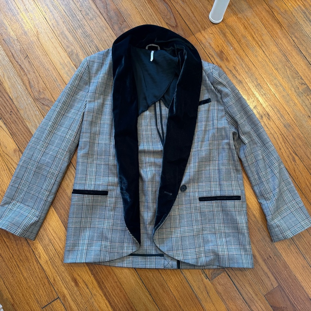 Free people women’s Gray Checkered Blazer